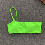 Chanshuang 2019 High-Waisted One-Shoulder Bikini Set