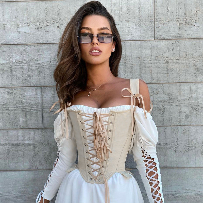 A21TP175 Women's Summer Fashion Corset Sleeveless Top
