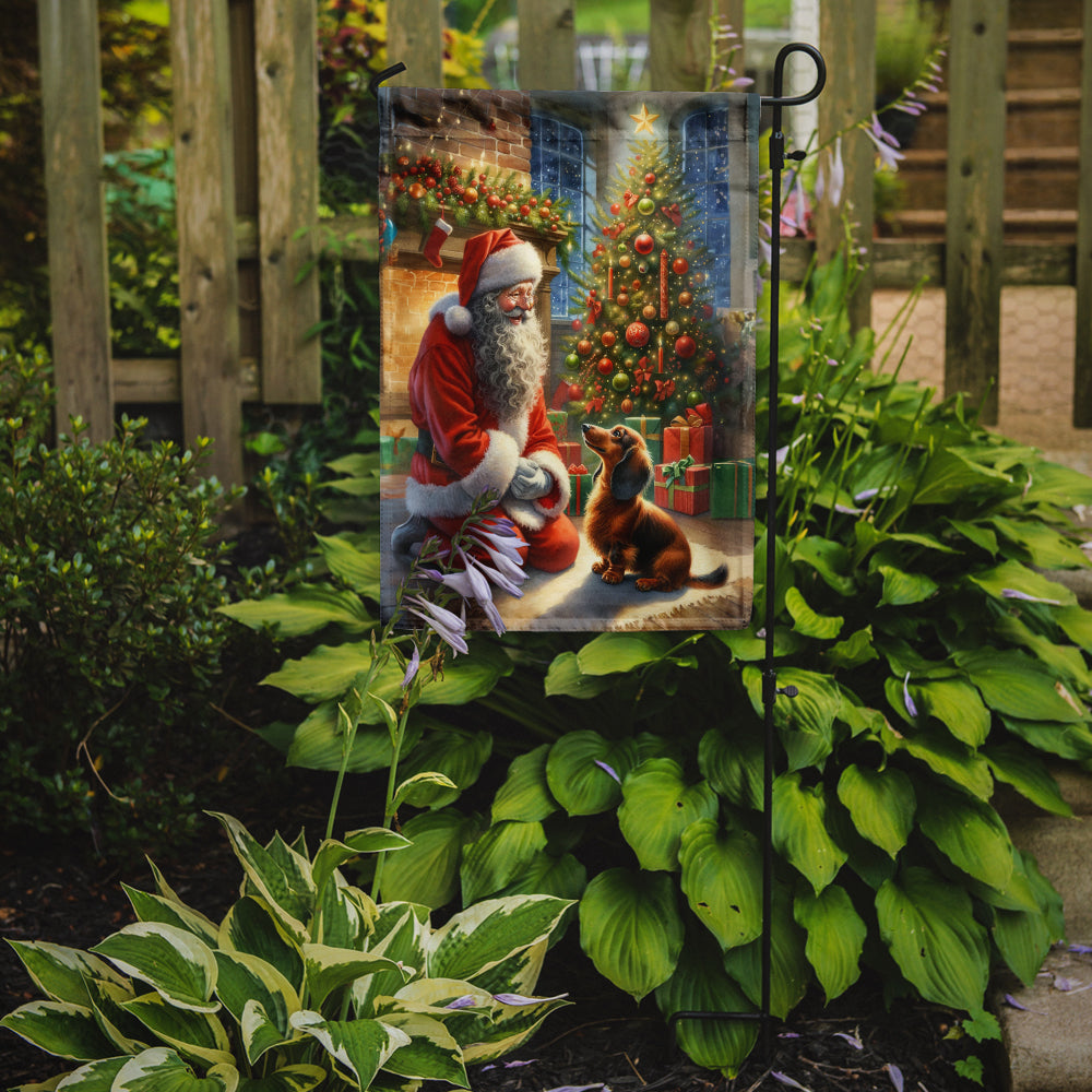 Dachshund and Santa Claus Garden Flag