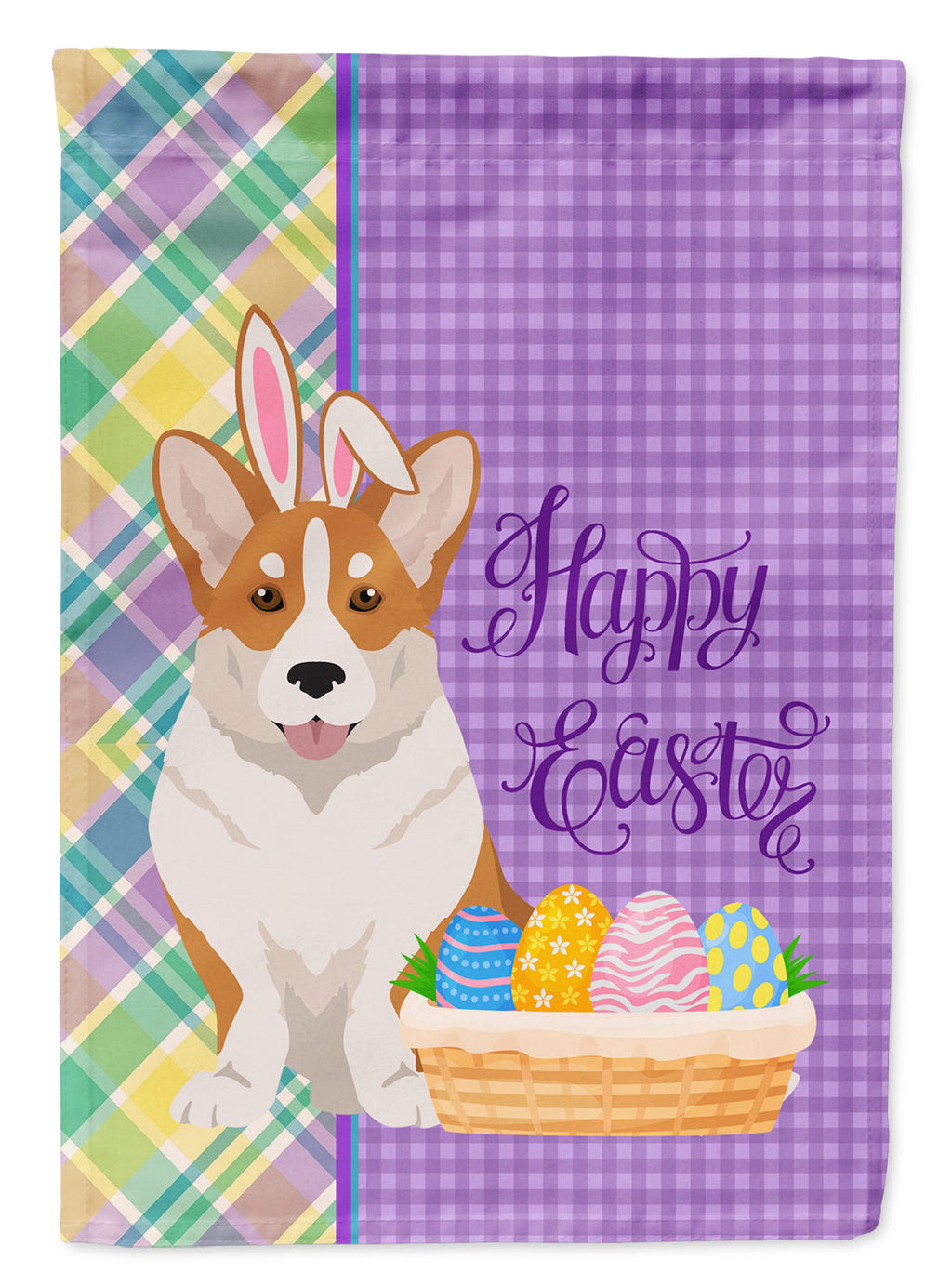 Red Cardigan Corgi Easter Garden Flag