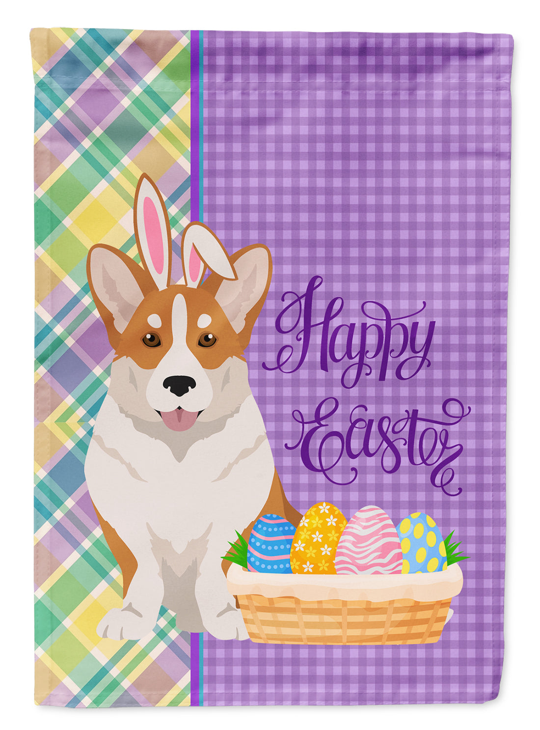 Red Cardigan Corgi Easter Garden Flag