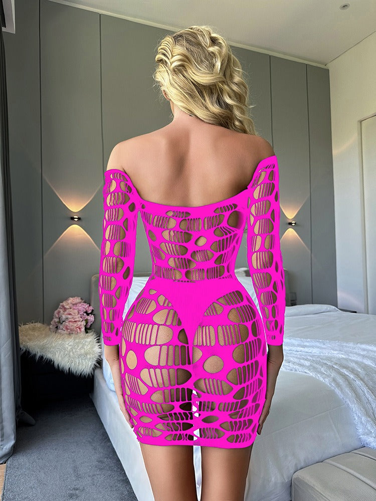 Sexy Mesh Jacquard Sheer Mesh Dress