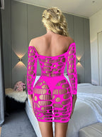 Sexy Mesh Jacquard Sheer Mesh Dress