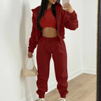 3-Piece Women's Casual Hoodie, Tank & Jogger Set