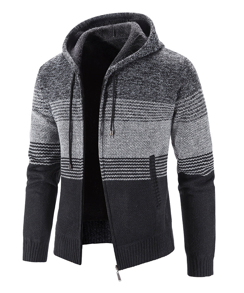 Thick Hooded Fleece Cardigan Sweater