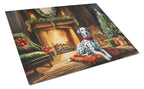 Dalmatian Cozy Christmas Glass Cutting Board