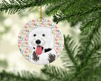 Doodle Silver and White #2 Christmas Ceramic Ornament