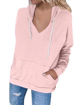 Women's Fleece Hooded Casual Top with Pockets