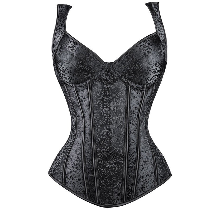 European Style Floral Shaping Bodysuit with Straps