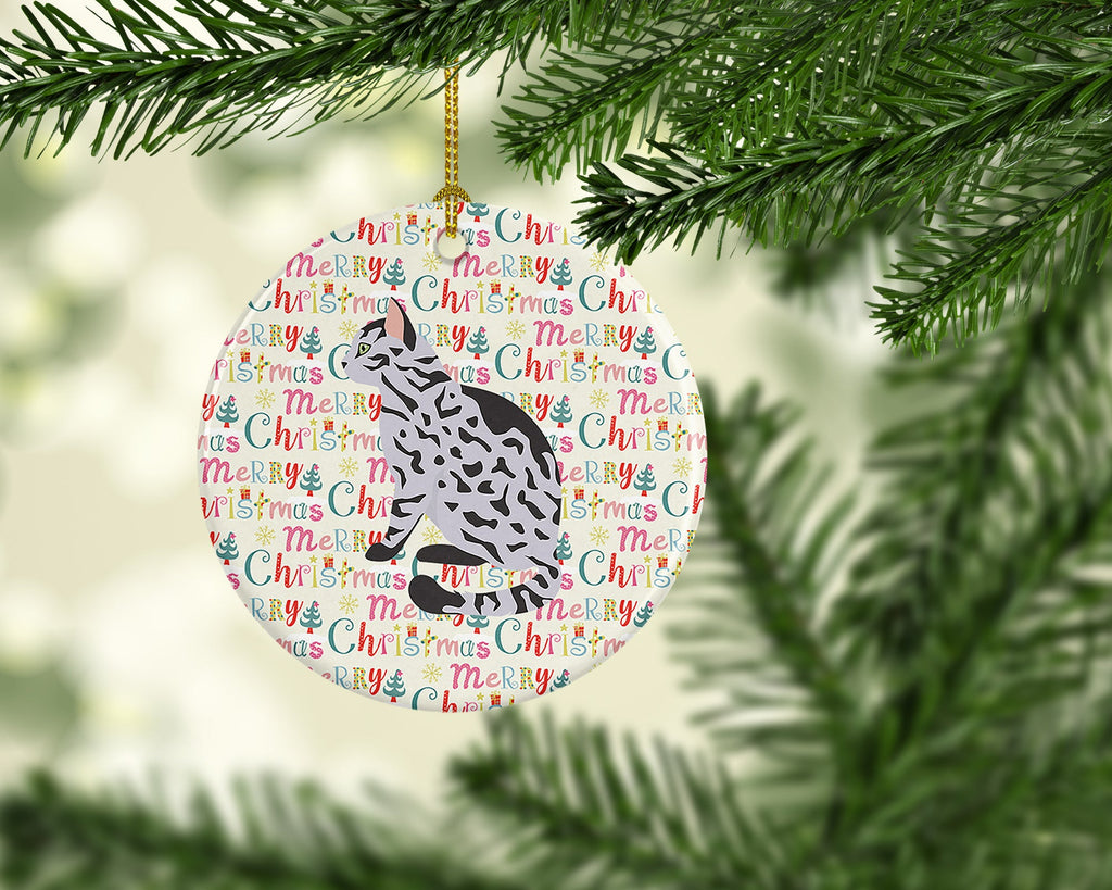 Serengeti Cat Christmas Ceramic Ornament