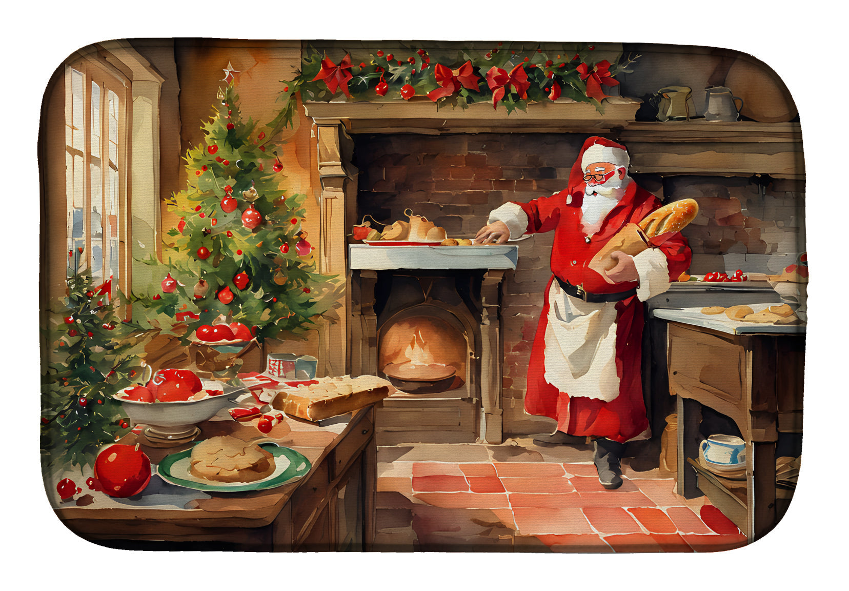 Cookies with Santa Claus Dish Drying Mat