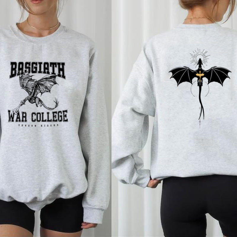 Vintage Fourth Wing Dragon Rider Sweatshirt with Prints | Streetwear