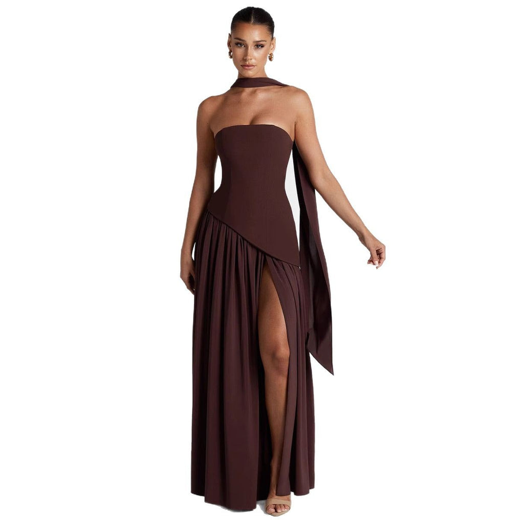 Color Block Off-Shoulder Tube Top Dress