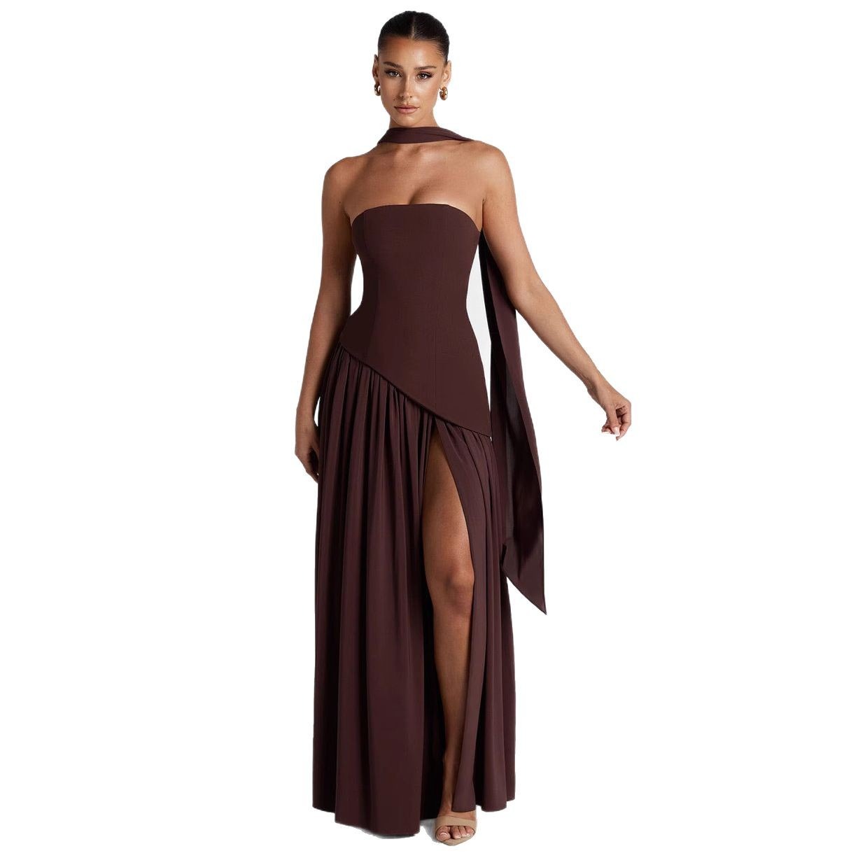 Color Block Off-Shoulder Tube Top Dress