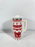 Christmas Stainless Steel Mug 40oz with Handle & Straw