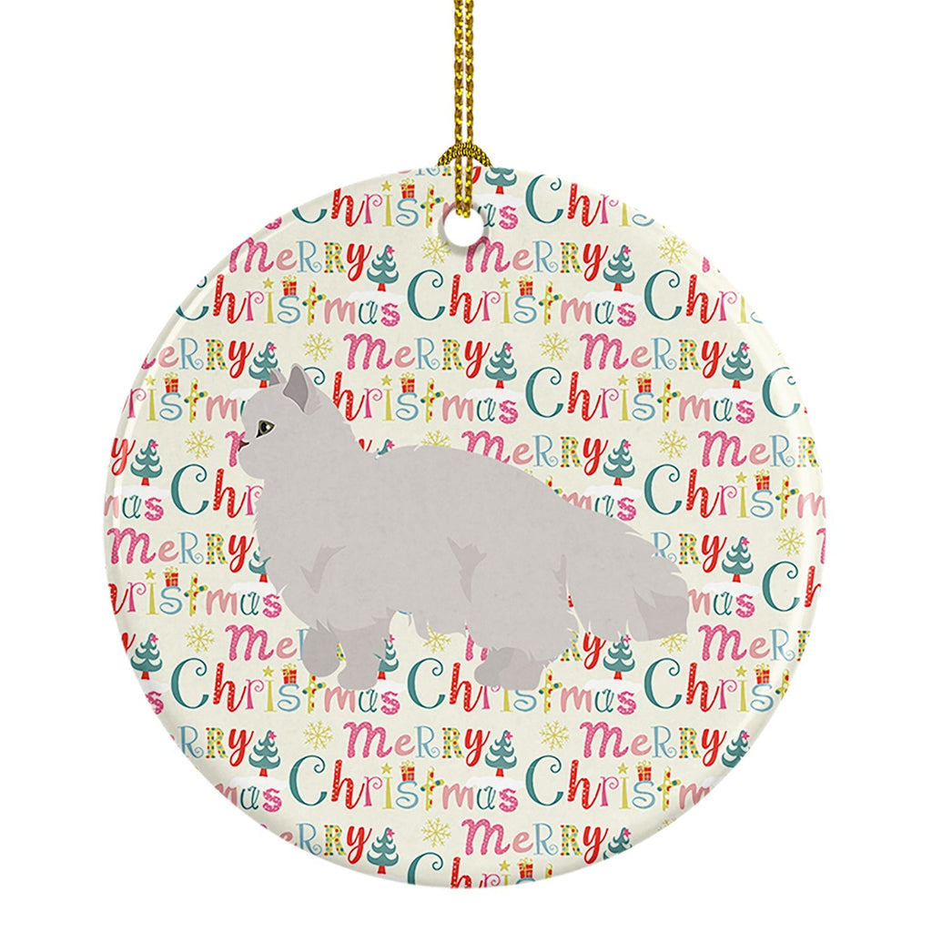 White Persian Traditional Cat Christmas Ceramic Ornament