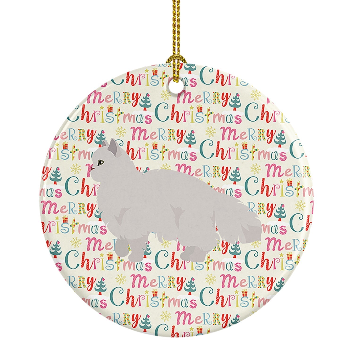 White Persian Traditional Cat Christmas Ceramic Ornament