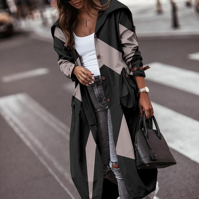 Casual Mid-Length Lapel Trench Coat for Women