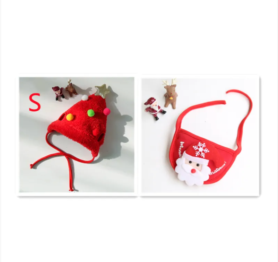 Pet Christmas Hat and Bib Set