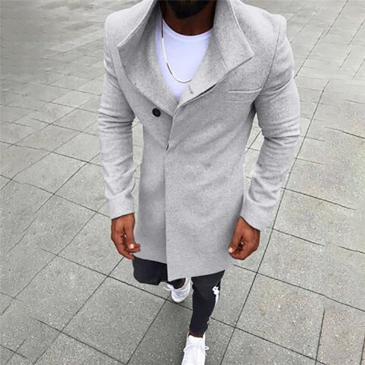 Long-Sleeved Windbreaker Coat