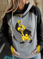 Women's V-neck Buttoned Long Sleeve Sports Hoodie | Streetwear