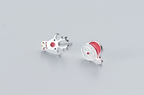 Silver Christmas Earrings - Santa and Reindeer Design