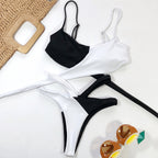 Leopard Color Block Wrap Bikini Set