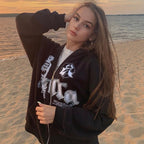 Women's Black Zip Hoodie - Street Hip Hop Goth Harajuku | Streetwear