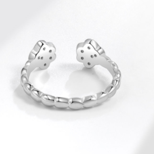Cat Paw Print Zircon Open Ring