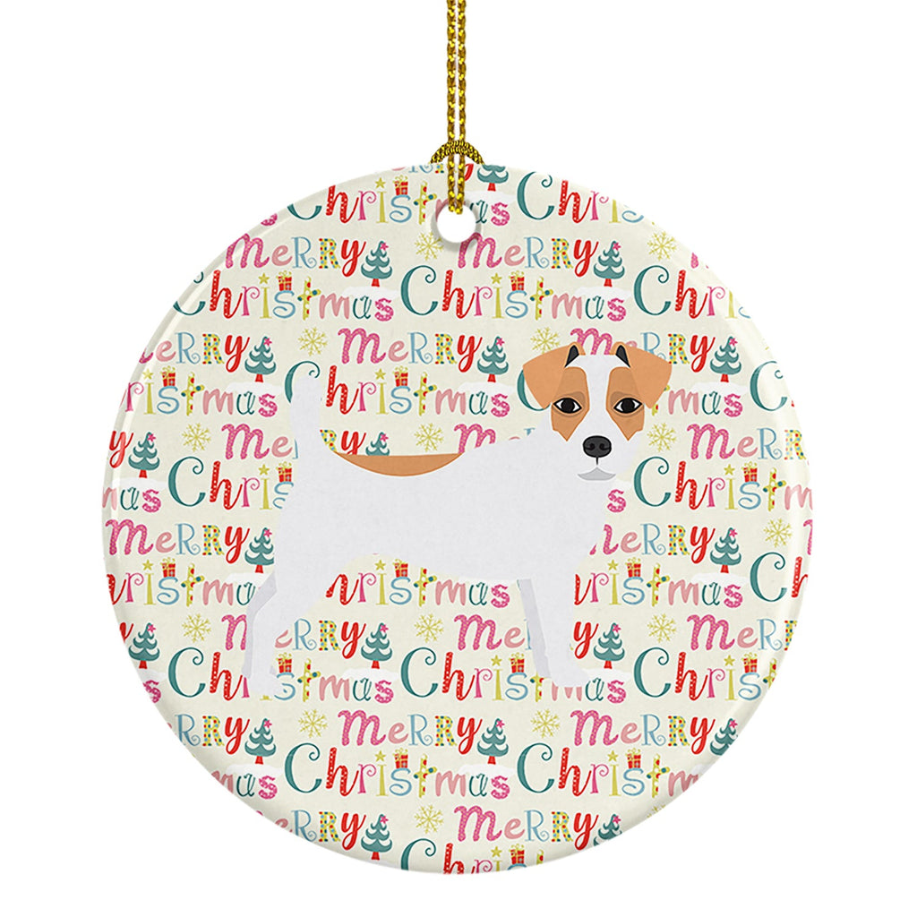 Jack Russell Terrier Merry Christmas Ceramic Ornament
