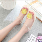Fresh Lemon Jelly Flat Sandals with Thong Design