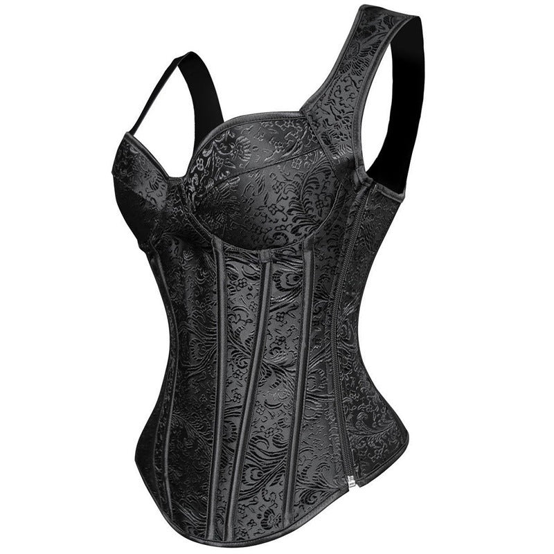European Style Floral Shaping Bodysuit with Straps