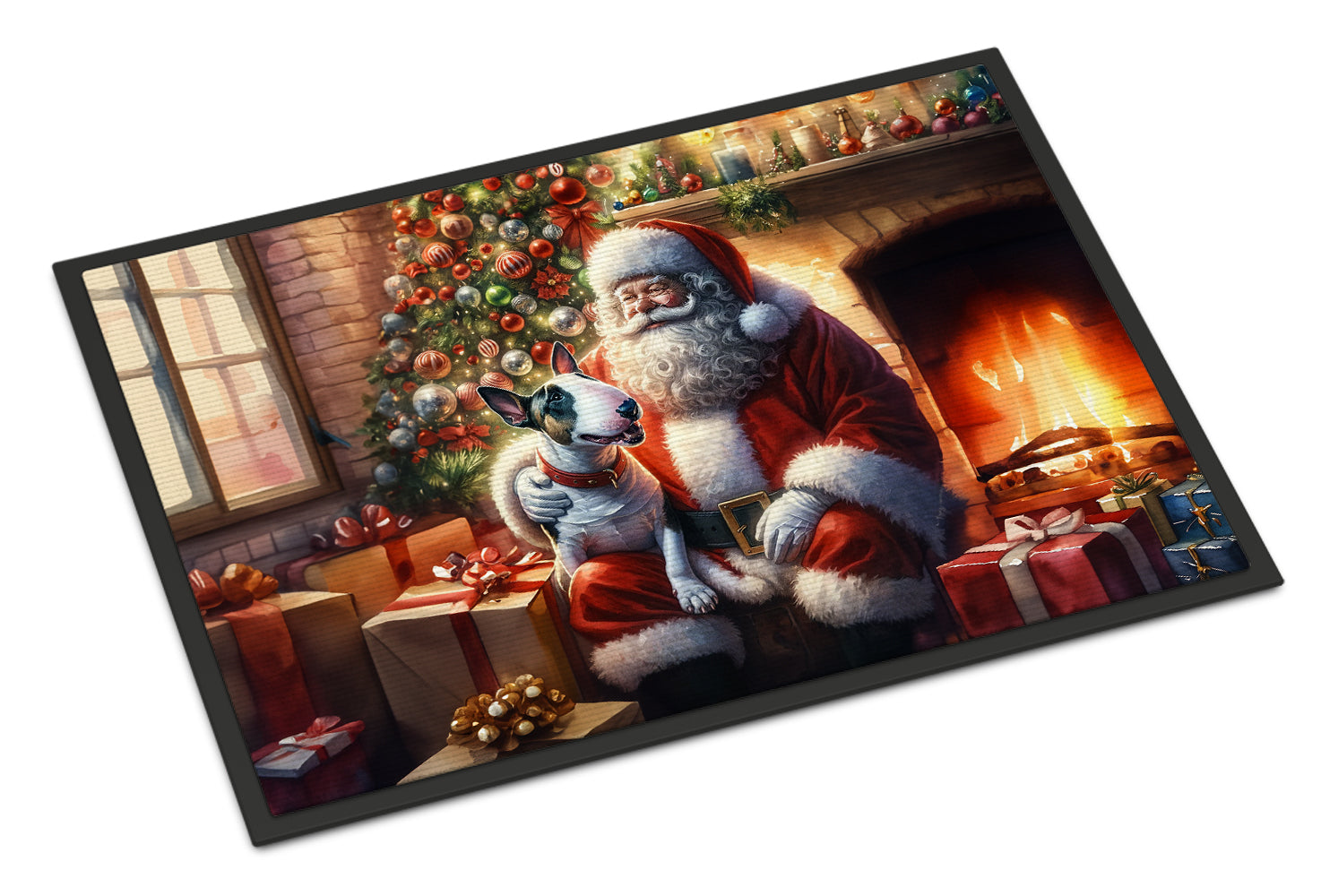 English Bull Terrier and Santa Claus Doormat