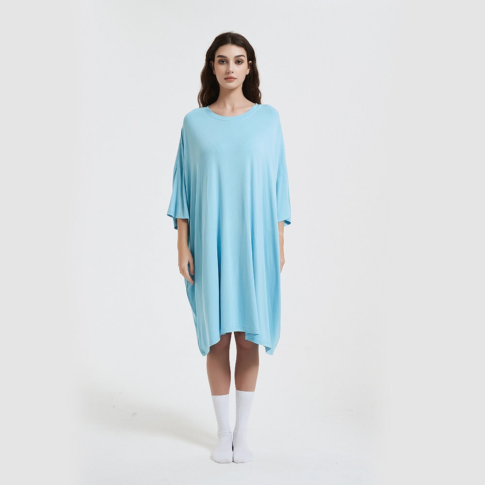 Short Sleeve Printed Cotton Nightgown for Women