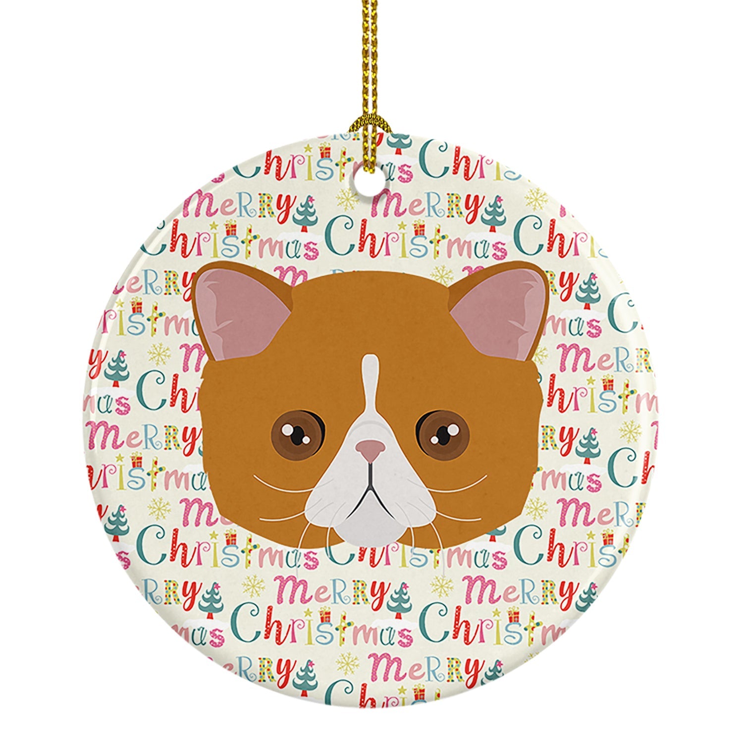 Exotic Shorthair Cat Christmas Ceramic Ornament
