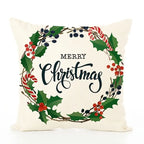 Merry Christmas Linen Cushion Cover 18x18 Inch
