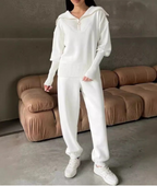 Comfortable Lounge Wear - Solid Color Zip Hoodie Set | Streetwear