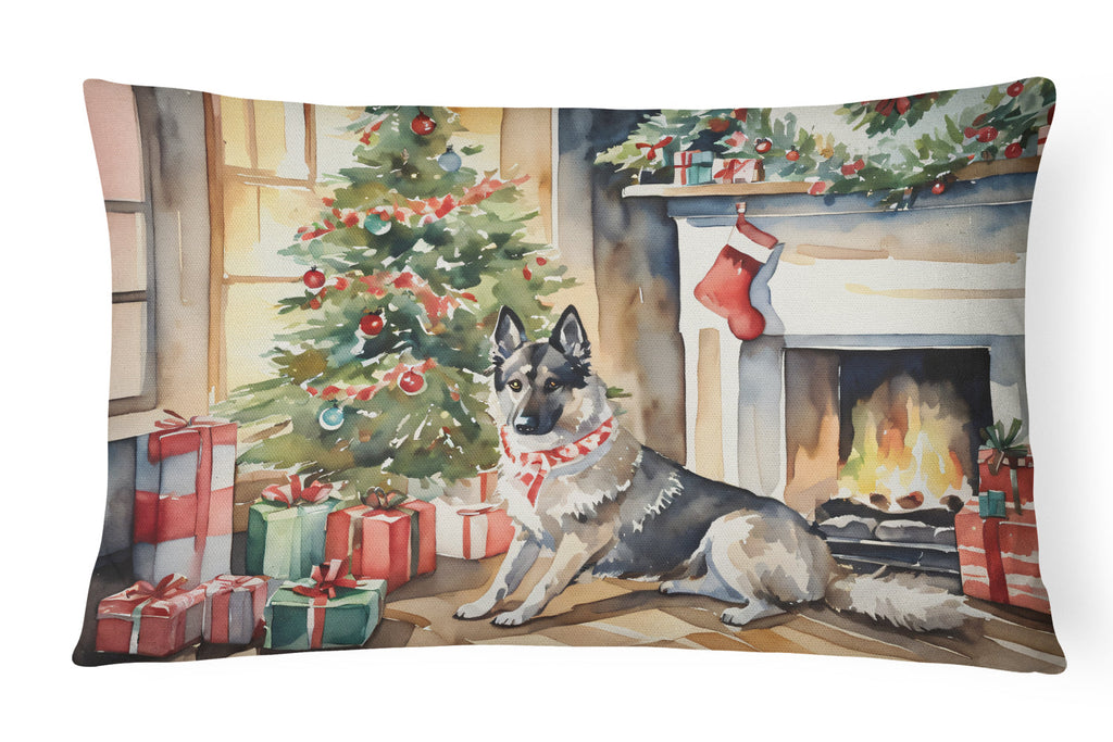 Norwegian Elkhound Cozy Christmas Throw Pillow