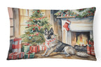 Norwegian Elkhound Cozy Christmas Throw Pillow