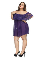 Plus Size Lace Sheer Off-Shoulder Lingerie Set