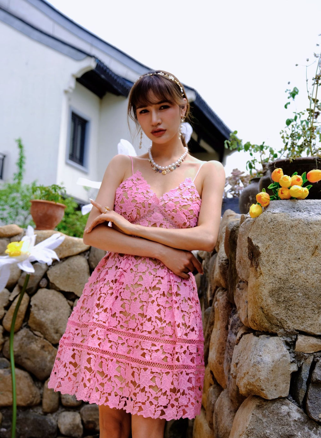 SP Autumn/Winter New Pink Lace Camisole Dress