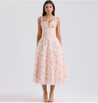 Valentina Lace Bustier Dress with Floral Print (One Piece)