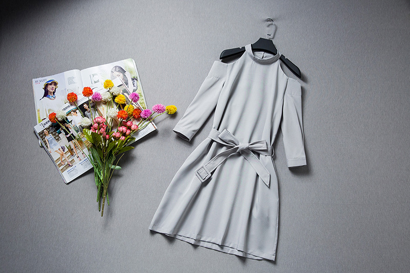 2020 Spring Summer Korean Style Sweet Hollow Shoulder Dress