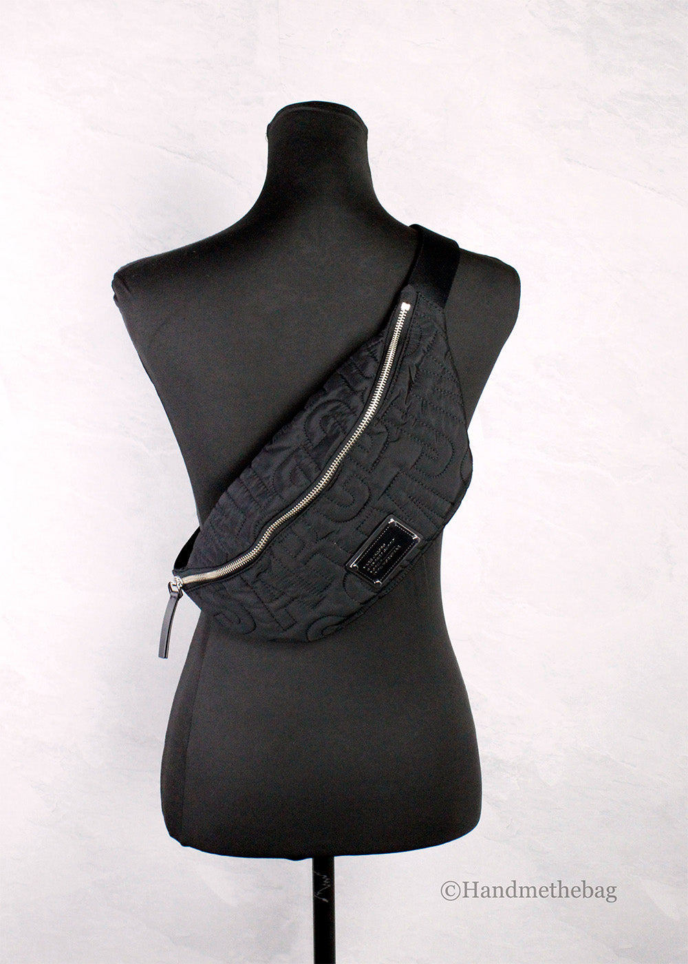 Marc Jacobs Medium Black Quilted Nylon Sling Belt Bag