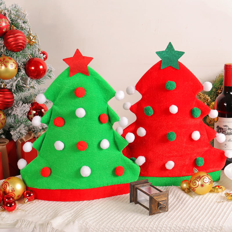 Creative Christmas Tree Elf Hat for Parties | Embroidered Cap