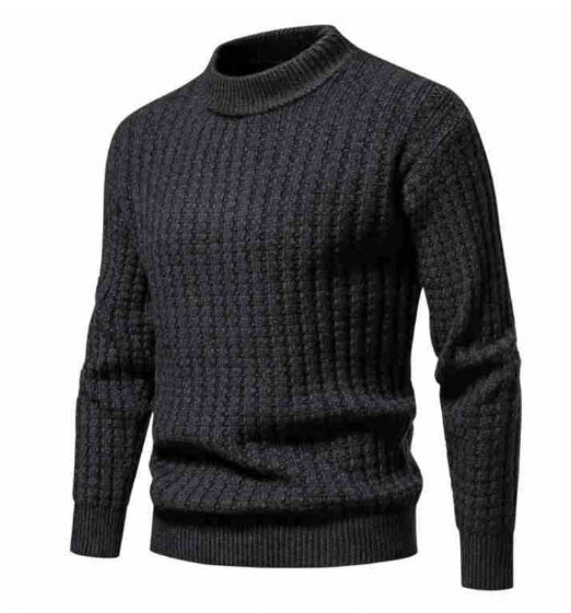 Autumn Men's Solid Color Round Neck Knit Sweater