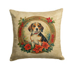 Beagle Christmas Flowers Throw Pillow