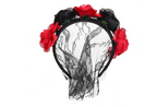 Christmas Headband with Rose Flowers and Lace Veil