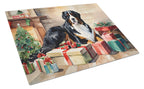 Bernese Mountain Dog Cozy Christmas Glass Cutting Board