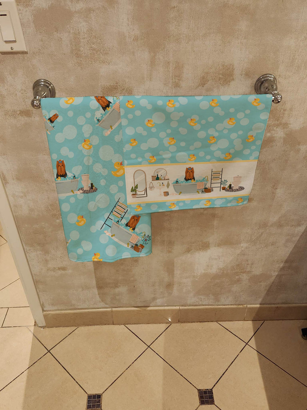 Black and Tan Full Coat Yorkshire Terrier Bath Towel Large